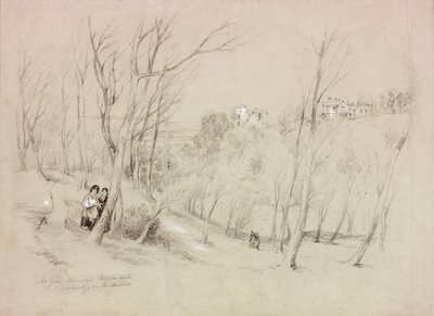 グレイズハウスとディルストンホール、コーブリッジインザディスタンス（ボディカラーと紙に鉛筆） 作： John Wilson Carmichael
