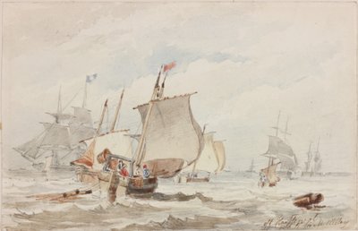 ハートルプール沖（鉛筆と水彩紙） 作： John Wilson Carmichael
