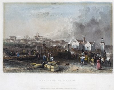 J.アーチャーによって彫刻されたヘクサム、ニューカッスル、カーライル鉄道の倉庫、1836 作： John Wilson Carmichael