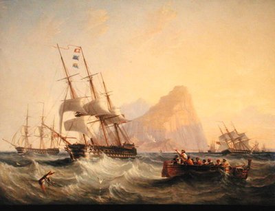 ジブラルタルで帆走する軍艦 作： John Wilson Carmichael