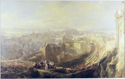 1822年、カールトンヒルからエディンバラへのジョージ4世の侵入 作： John Wilson Ewbank