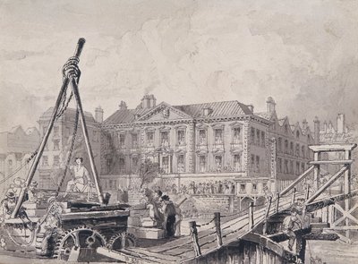 ロンドン北東部の魚屋ホール、c1835 作： John Woods