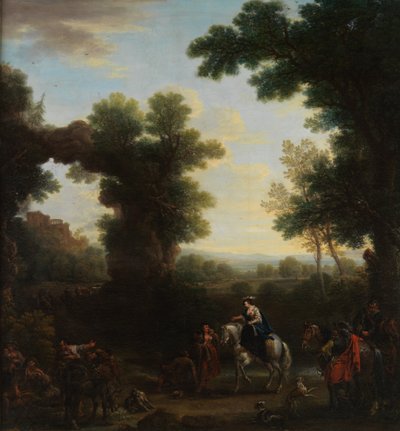 ジプシーのある古典的な風景、1748年。 作： John Wootton