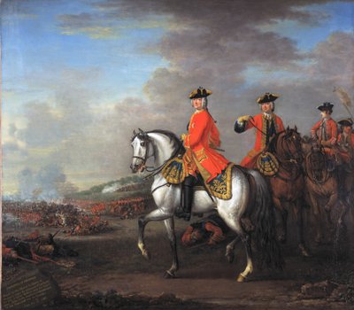 デッティンゲンの戦いでのジョージ2世（1683-1760）、カンバーランド公爵とロバートとの共闘、第4代伯爵、1743年6月27日、1743年頃 作： John Wootton