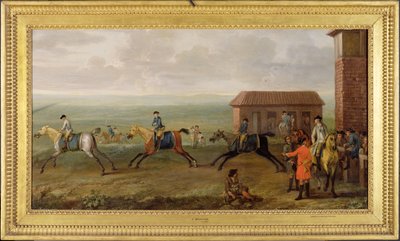 ニューポートヒースでのエクササイズで競走馬を見るポートモア卿、1735年頃 作： John Wootton