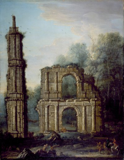 ノーサンプトンシャー、ホールデンビー城跡、1735-45年頃（油彩・キャンバス 作： John Wootton