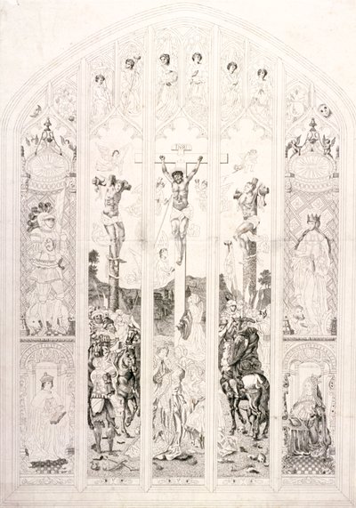 ウェストミンスターのセントマーガレットの東の窓、ロンドン、1787年の磔刑を描いた 作： John Wright