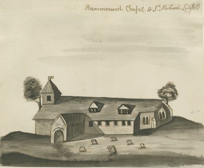ハマーウィッチ教会：セピア画、ND [c 1780] 作： John Wright
