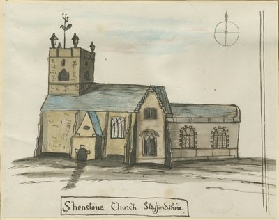 シェンストーン教会：水彩画、nd [1784]（絵画） 作： John Wright