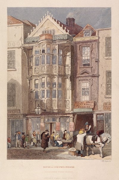 1851年、ロンドン、ビショップスゲートのポール・ピンダー・タバーン（Paul Pindar Tavern 作： John Wykeham Archer