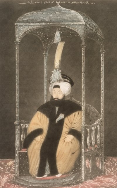 Mahmud II（1785-1839）Sultan 1808-39、 &39;A Series of Portraits of the Emperors of Turkey&39;、1815（メゾティント） 作： John Young