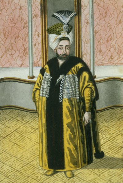 ムスタファ4世（1779-1808）スルタン在位1807-8年、『トルコ皇帝肖像画集』より 作： 