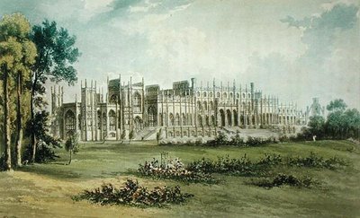 Ackermanns Repository of ArtsのGarden Frontの西にあるEaton Hallが1826年に出版（182260も参照） 作： John after Gendall