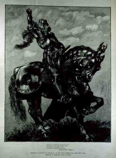 1882年2月25日、イラストレイテッドロンドンニュースからのダグラスへのマーミオンズディフェンス 作： John after Gilbert