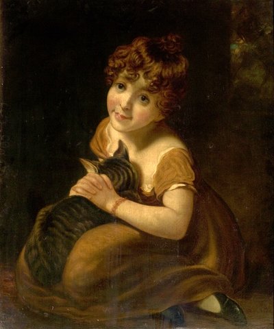 猫を持つ少女 作： John attr.to Opie