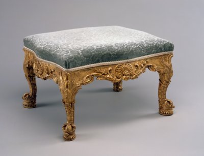 スツール、1757年頃（ライムウッド、金箔、室内装飾品） 作： John attr.to Vardy
