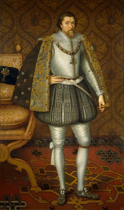 ジャック6世とアイルランド王-イングランド王ジェームズ1世(1566-1625)の肖像 par De Critz (Decritz), John, the Elder (1551/2-1642), c. 1605 - 油彩・キャンバス 作： John de Critz