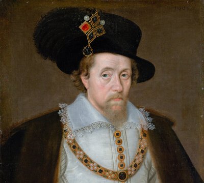 ジェームズ6世と1世、1566年～1625年、スコットランド王1567年～1625年、イングランド王とアイルランド王1603年～1625年 作： ジョン・ド・クリッツ