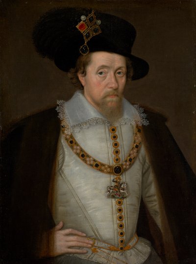 ジェームズ6世と1世、1566年～1625年、スコットランド王1567年～1625年、イングランド王とアイルランド王1603年～1625年 作： ジョン・ド・クリッツ