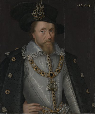 イングランド王ジェームズ1世とスコットランド王ジェームズ6世（1566年～1625年） 作： ジョン・ド・クリッツ