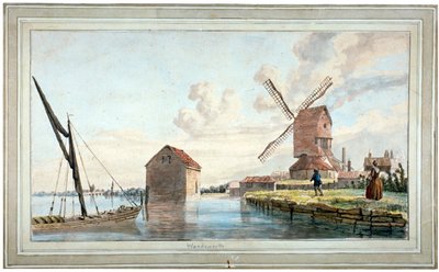 ロンドン、ワンズワースの川岸風景、1798年頃 作： John william Edy