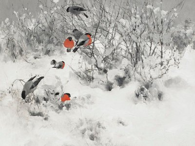 雪の中のベニヒワ 作： 