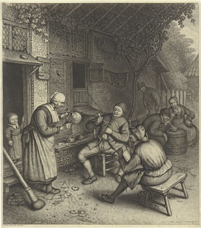 旅館前のテラスの農家 作： Jonas Suyderhoef