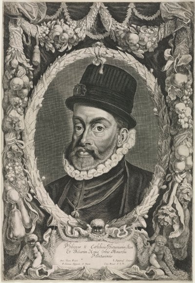 スペインの王フィリップ2世の肖像画、1644年。 作： Jonas Suyderhoef