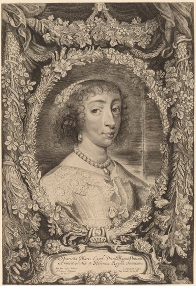 イングランド女王ヘンリエッタ・マリア 作： Jonas Suyderhoff after Sir Anthony van Dyck