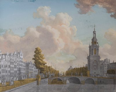 Jan Roodenpoortstoren と呼ばれる塔とアムステルダムのシンゲル運河の眺め 作： Jonas Zeuner