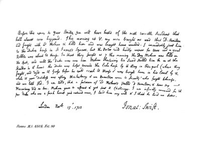 ディーンスウィフトジャーナルからの抜粋、ミセスディンリー宛、1712年、1840年 作： Jonathan Swift