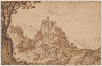 山岳地帯の岩山に建つ城 作： Joos de Momper II