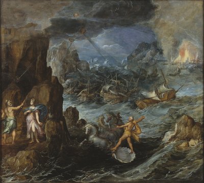 トロイからの航海家のギリシャ艦隊の難破船、1585-90年 作： Joos or Josse de Momper