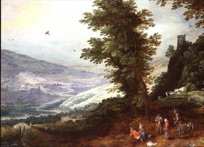 農民のいる広大な風景 作： Joos or Josse de The Younger Momper