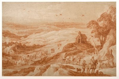 人物、牛、荷馬車のある風景 作： Joos or Josse de The Younger Momper