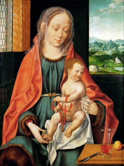 初期ネーデルランド美術：聖母子像 パー・クレーヴ、ヨース・ファン（約1485-1540）、1530年頃。木に油彩、74,3x56。ヴィエンヌ美術史博物館 作： Joos van Cleve