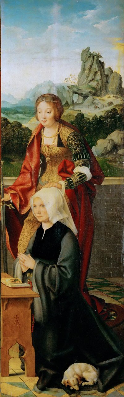 初期ネーデルランド美術：寄贈者と共に（翼のある祭壇、右パネル） par Cleve, Joos van (ca. 1485-1540), ca. 1530.木に油彩、94,5x30。美術史博物館、ヴィエンヌ 作： Joos van Cleve