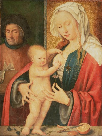 聖家族（パネルから移されたキャンバスに油彩） 作： Joos van Cleve