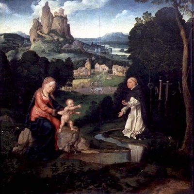 聖母と幼子イエスとドミニコ会修道士 1515-18年頃（パネルに油彩） 作： Joos van Cleve