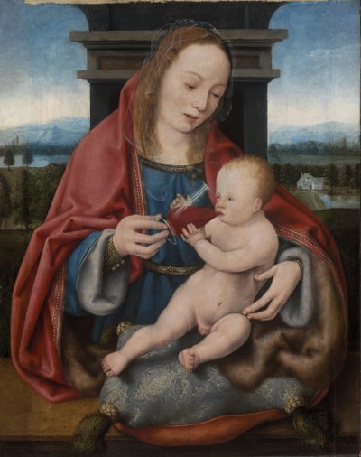 ワインを飲む幼子キリストと聖母 作： Joos van Cleve
