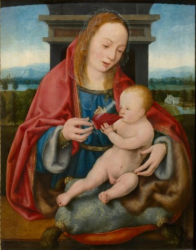 ワインを飲む幼児キリストと聖母、c。 1520年。 作： Joos van Cleve
