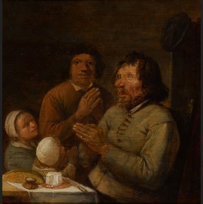祈りを捧げる農民一家のインテリア 作： Joos van Craesbeeck