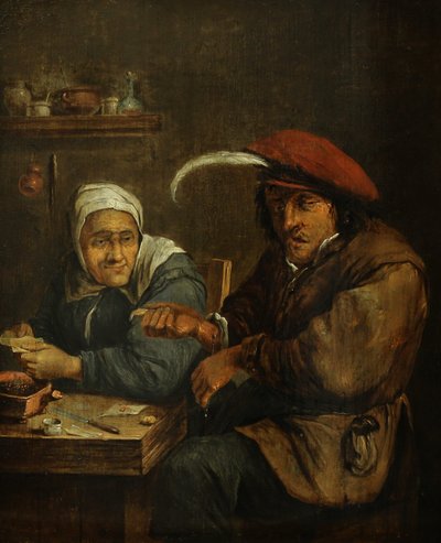 老女と血を流す男のいる室内（触覚の寓意） 作： Joos van Craesbeeck