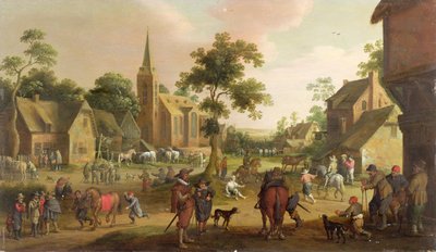 村の旅行者、乞食、馬のコーパー 作： Joost Cornelisz. Droochsloot