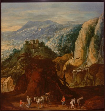 スタッフのいる岩の多い風景 作： Joos or Josse de Momper