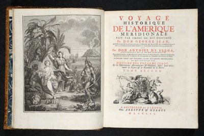 南アメリカの歴史的な航海のフロントピース、パブ。 1752 作： Jorge and Ulloa, Antonio de Juan y Santacilia