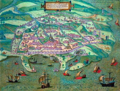 エジプト、アレキサンドリアの地図、1572年頃 作： Joris Hoefnagel