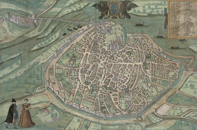 アビニョンの地図、Georg Braun（1541-1622）による &39;Civitates Orbis Terrarum&39;とFrans Hogenberg、1572年頃（カラー彫刻） 作： Joris Hoefnagel