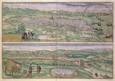 バルセロナの地図、ブラウン（1541-1622）とフランツホーゲンバーグ（1535-90）、1567による「世界」より 作： Joris Hoefnagel