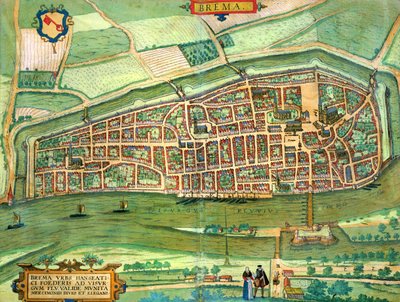 Braun（1541-1622）とFranz Hogenbergh（1535-90）による「世界」からのブレーメンの地図c.1572-1617 作： Joris Hoefnagel